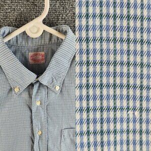 Arthur & Fox Size 42 Blue Green Check Long Sleeve Button Up Shirt Made In France